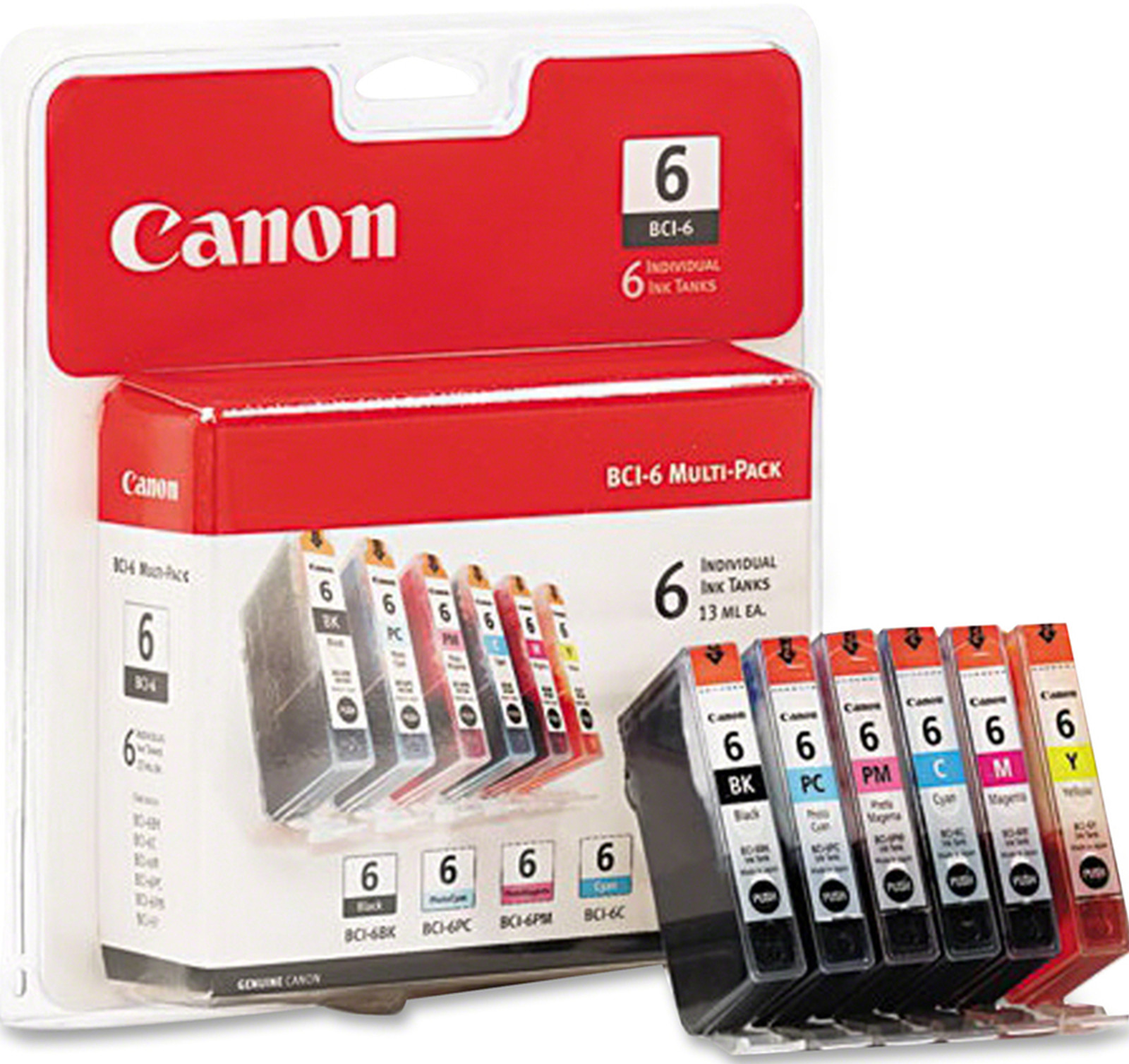 New Genuine Canon BCI-6 Black Color 6PK Ink Cartridges BJC8200