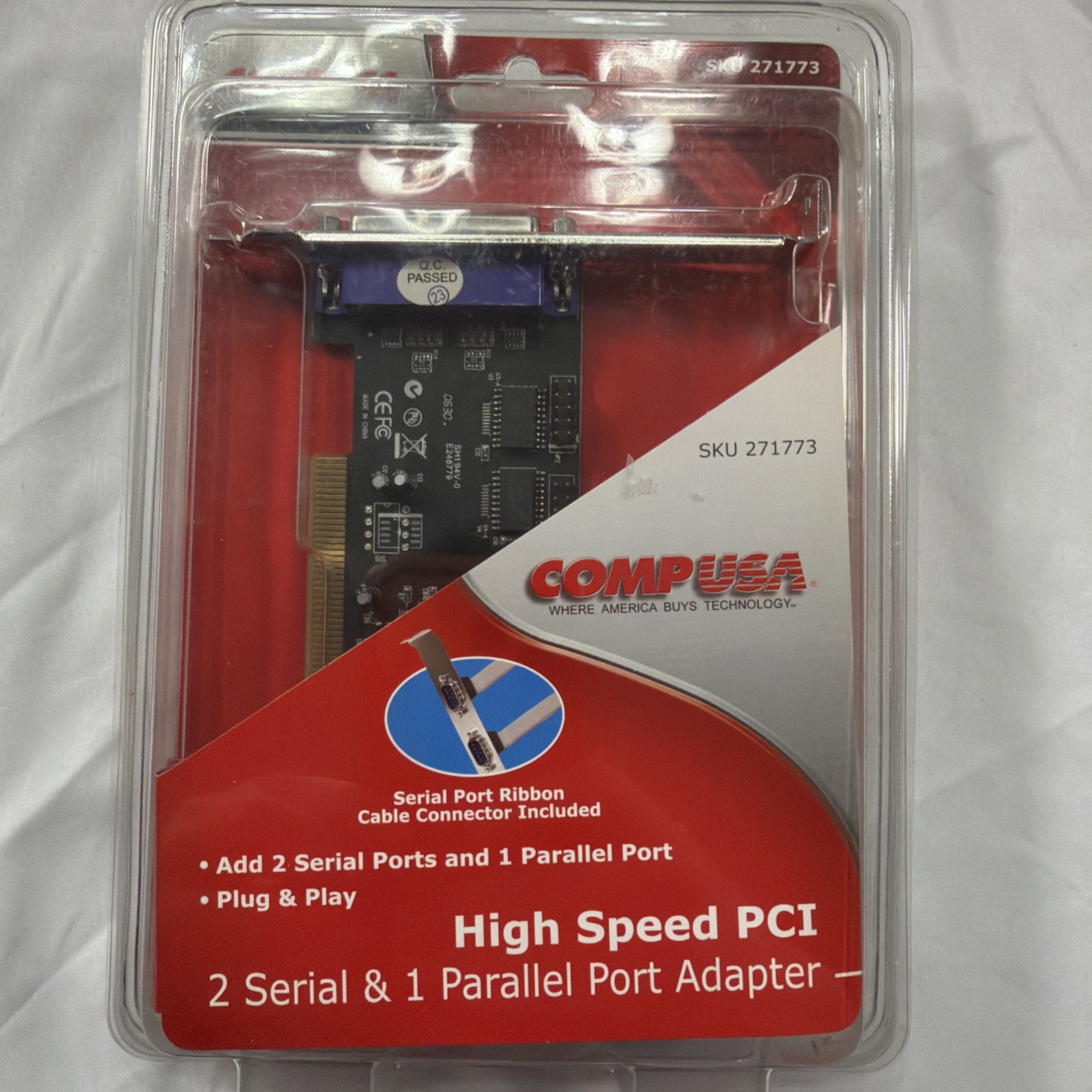 CompUSA 271773 High Speed PCI Card with 2 Serial & 1 Parallel Port Adapter