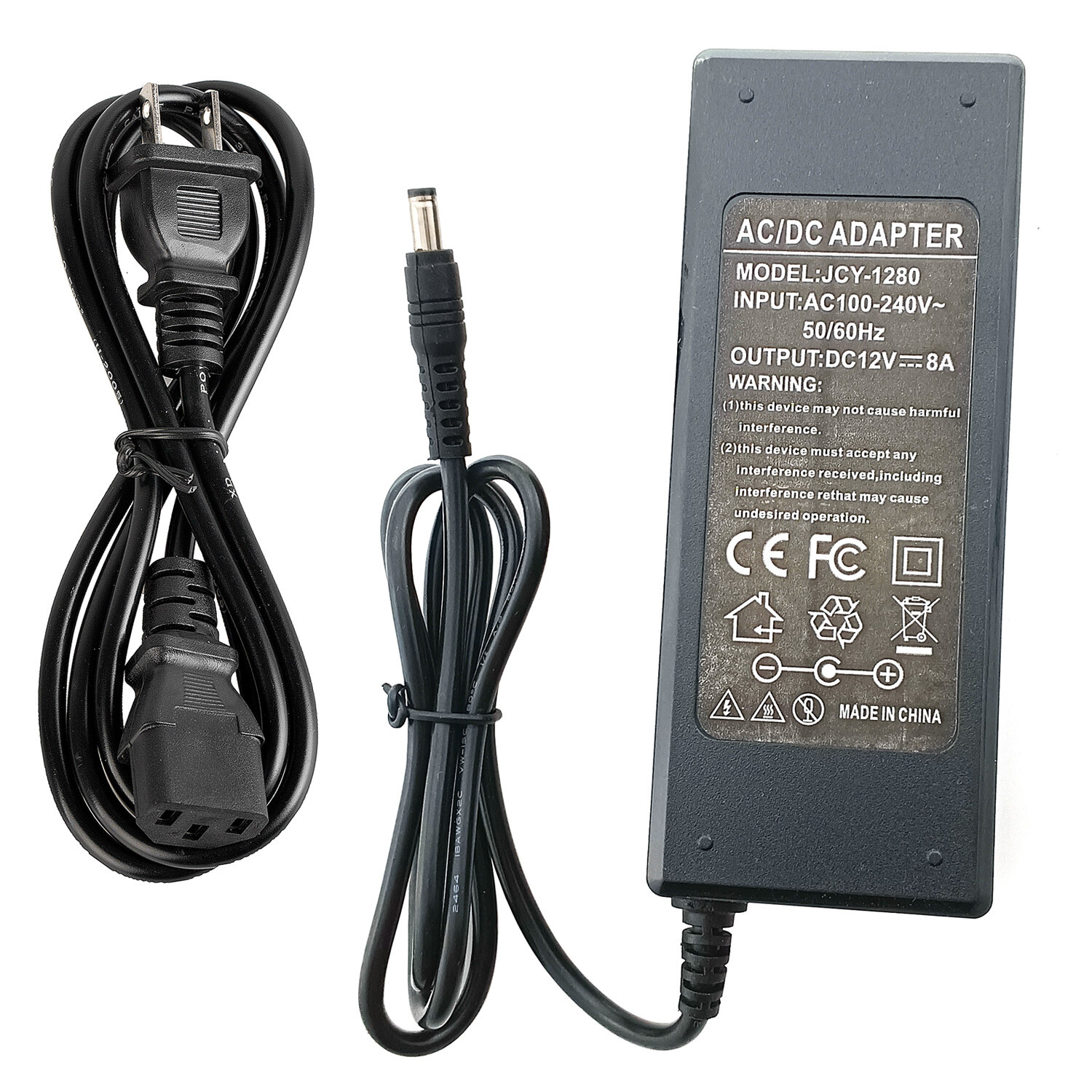 DC 12V 8A 96W Power Supply Adapter 5.5x2.1mm US AC Cord for LM270QQ1 5K Board