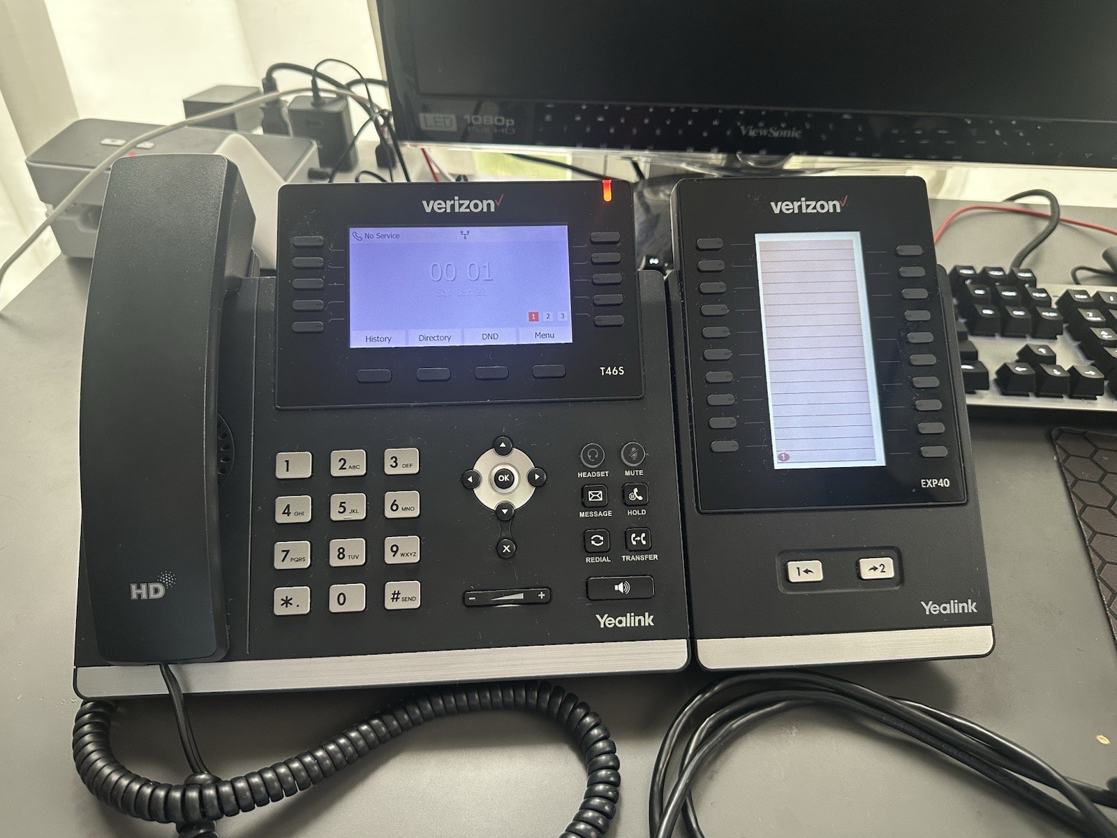 Yealink SIP-T46S Verizon IP Phone - Black With EXP40 Expansion Module