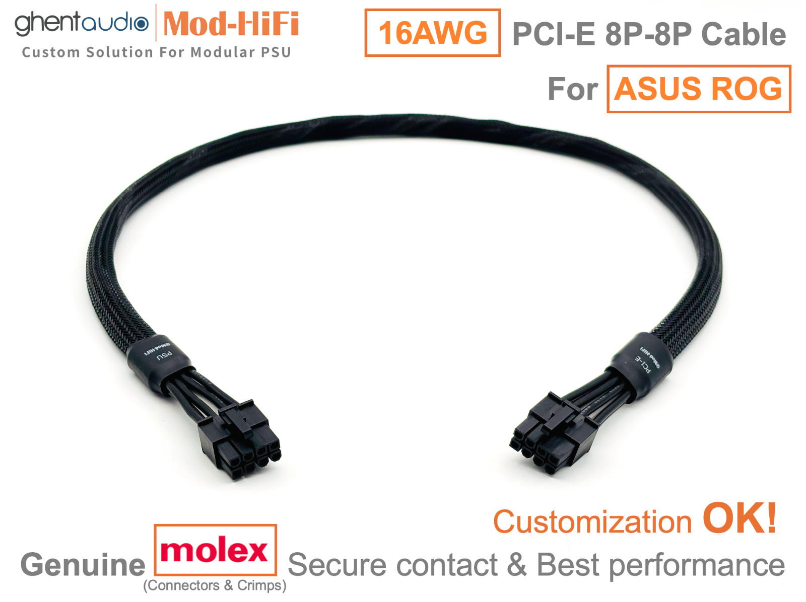 ⚡️16AWG PCI-E GPU 8P Cable for ASUS ROG STRIX 1000W Gold -📏70cm/27 inch