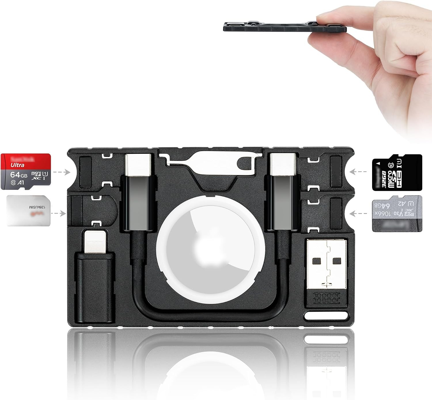 Multi-Functional Micro SD Card Holder for AirTag Portable Cable Card | for 3X TF