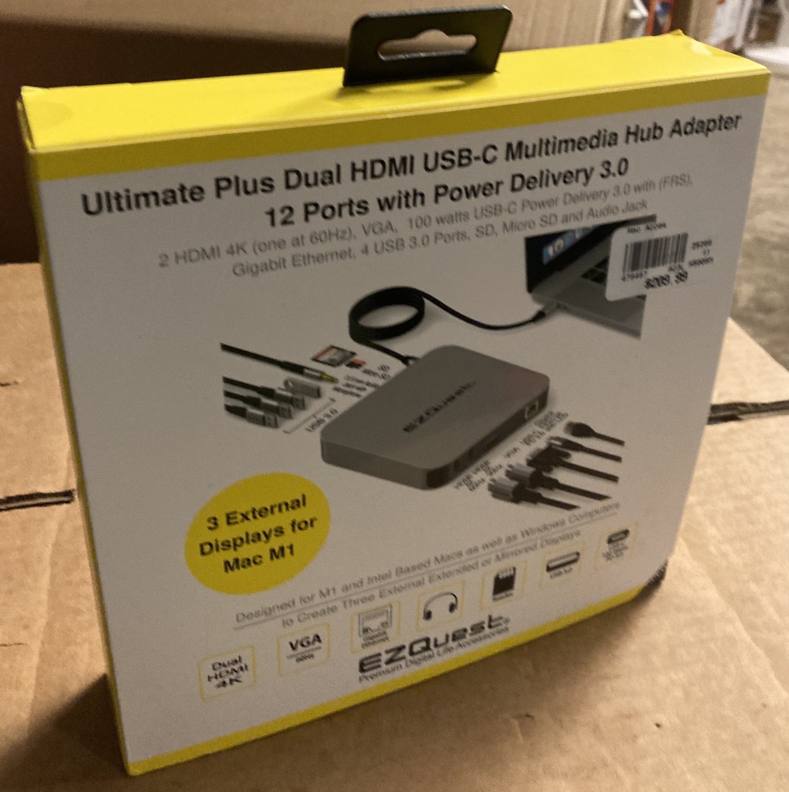 EZQuest Ultimate Plus Dual HDMI USB-C Multimedia Hub 12 Ports w/ Power Delivery