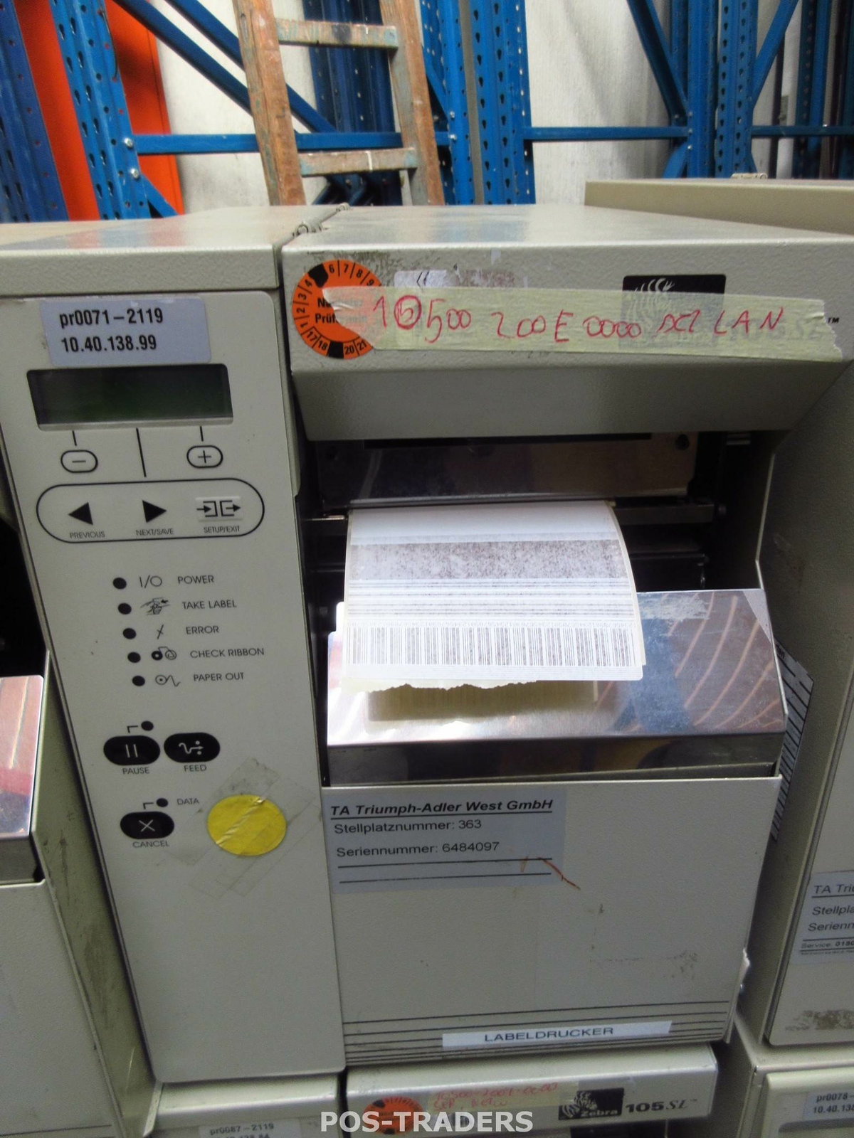 Zebra 105SL 10500-200E-0000 DT/TT LAN Barcode Label Printer PRINTING OK
