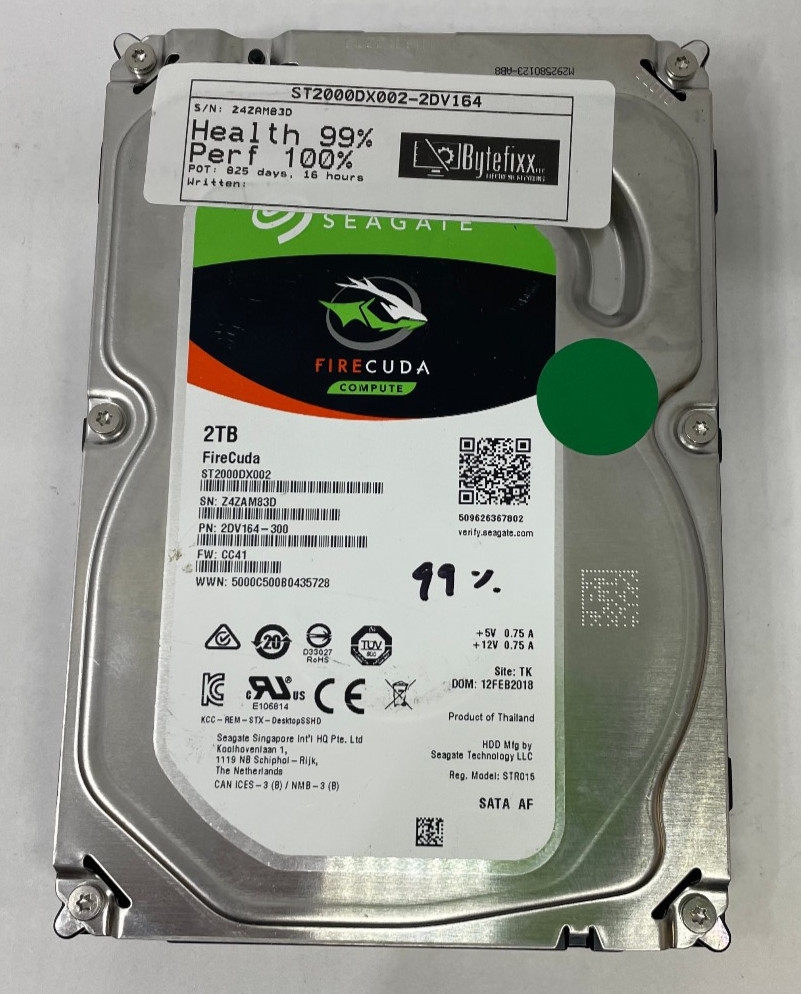 SEAGATE FIRECUDA ST2000DX002 2TB 3.5" HYBRID SATA SSHD Hard Drive 99% HEALTH