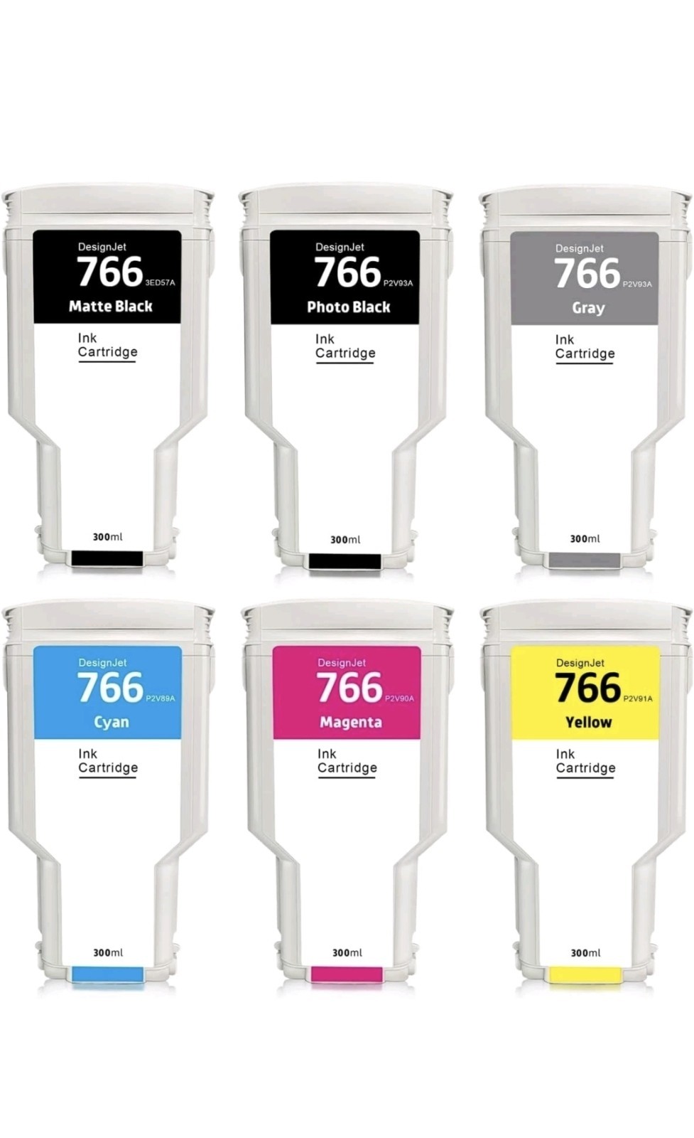 766  Ink Cartridges DesignJet, Matte Black, Grey, Photo Black,  XL3600 - 6 PACK