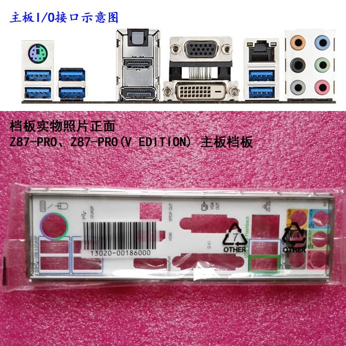 1pcs Backplate FOR ASUS Z87-PRO, Z87-PRO (V EDITION) IO I/O Shield Back Plate