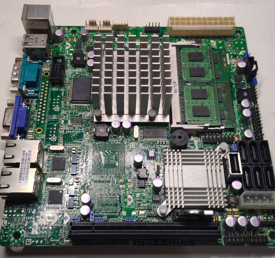 Mini ITX Supermicro X7SPA-H-D525 Motherboard Intel Atom D525 Dual-Core, 2GB DDR3