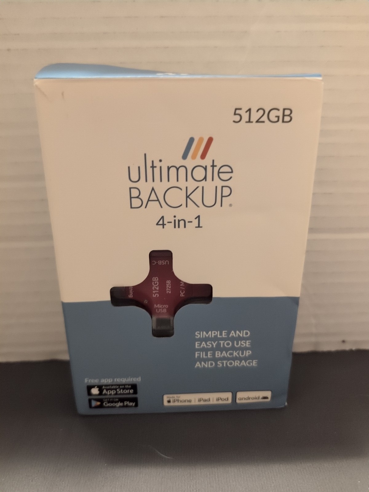 Ultimate BACKUP 512GB Photo Video Picture Backup PC iPhone Android 4 in 1 RED