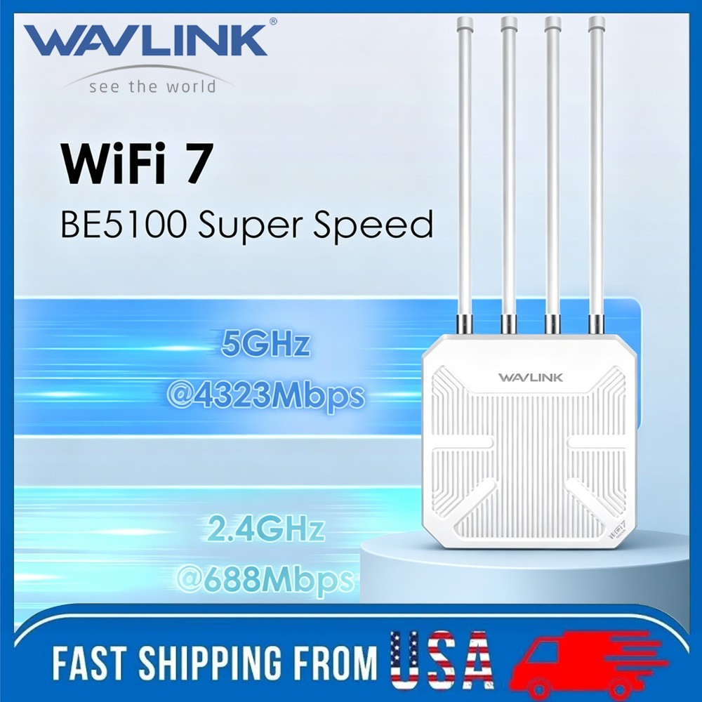 WAVLINK WiFi 7 BE5100 Outdoor WiFi Extender Repeater|Access Point|Mesh Router