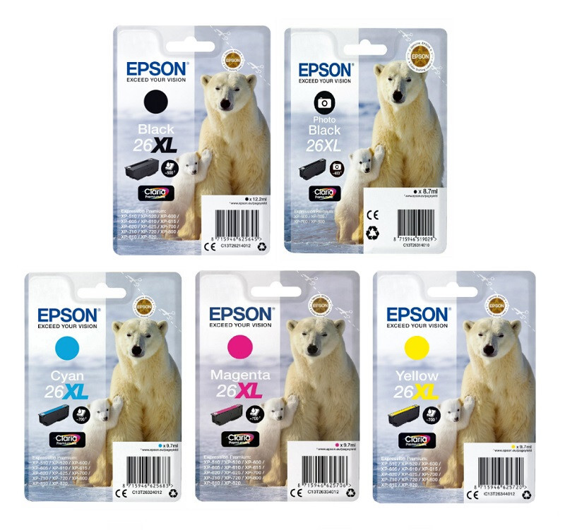 4 x Genuine Ink Epson 26XL LOT Expression XP510 XP610 XP710 XP720 XP810 XP820
