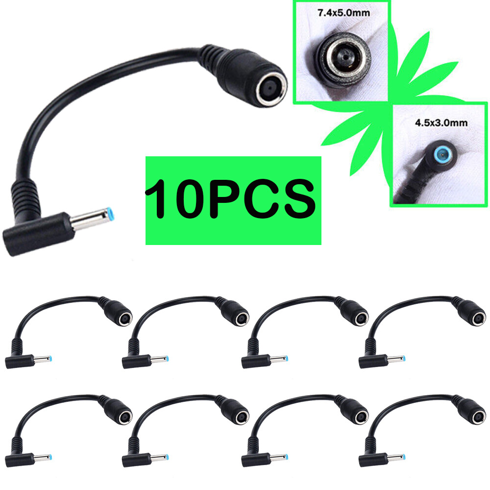 10pcs DC Power Charger Converter Adapter Cable 7.4mm To 4.5mm For HP Blue Tips