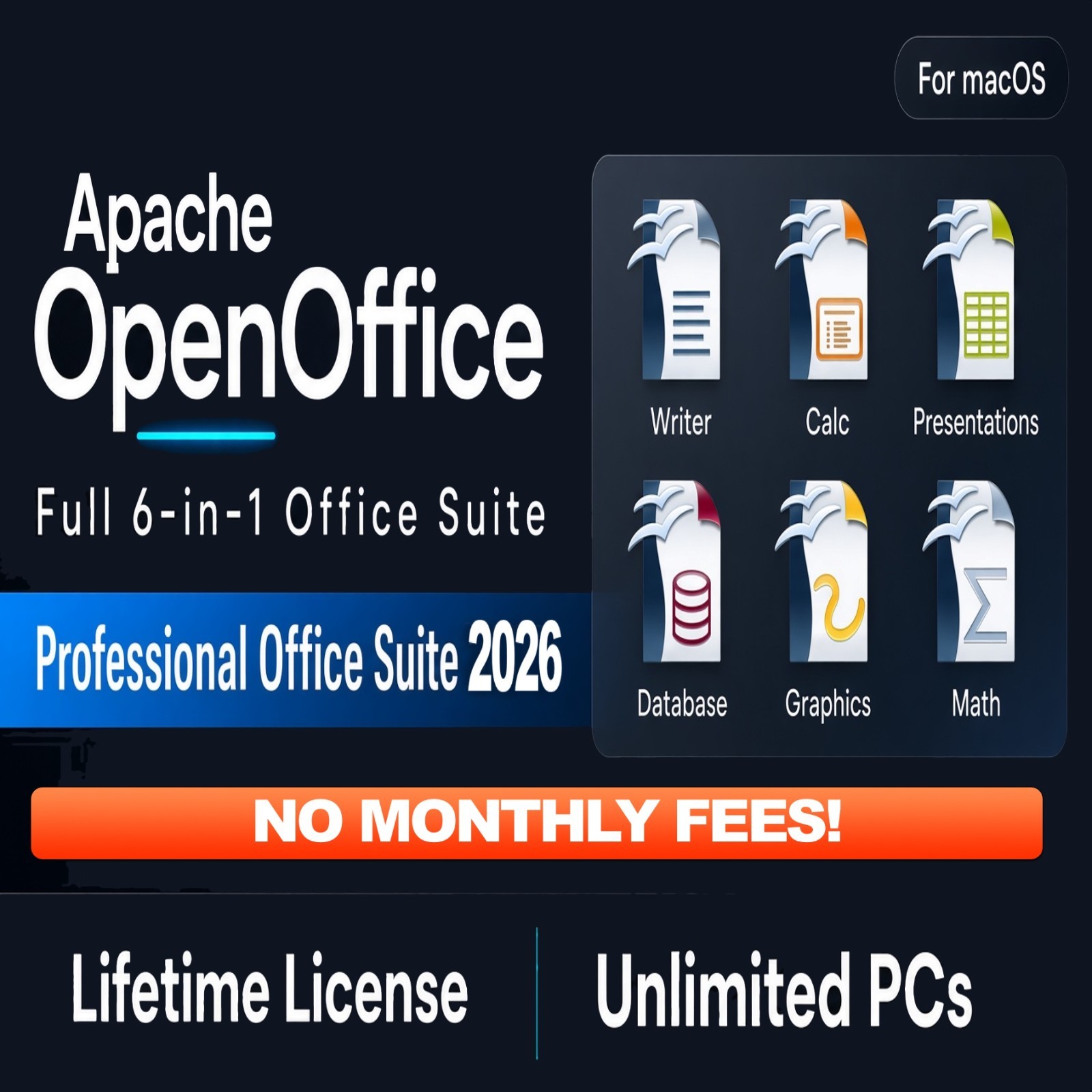 Open Office Software Suite for Win MAC & Linux Home Student Professional CD-ROM