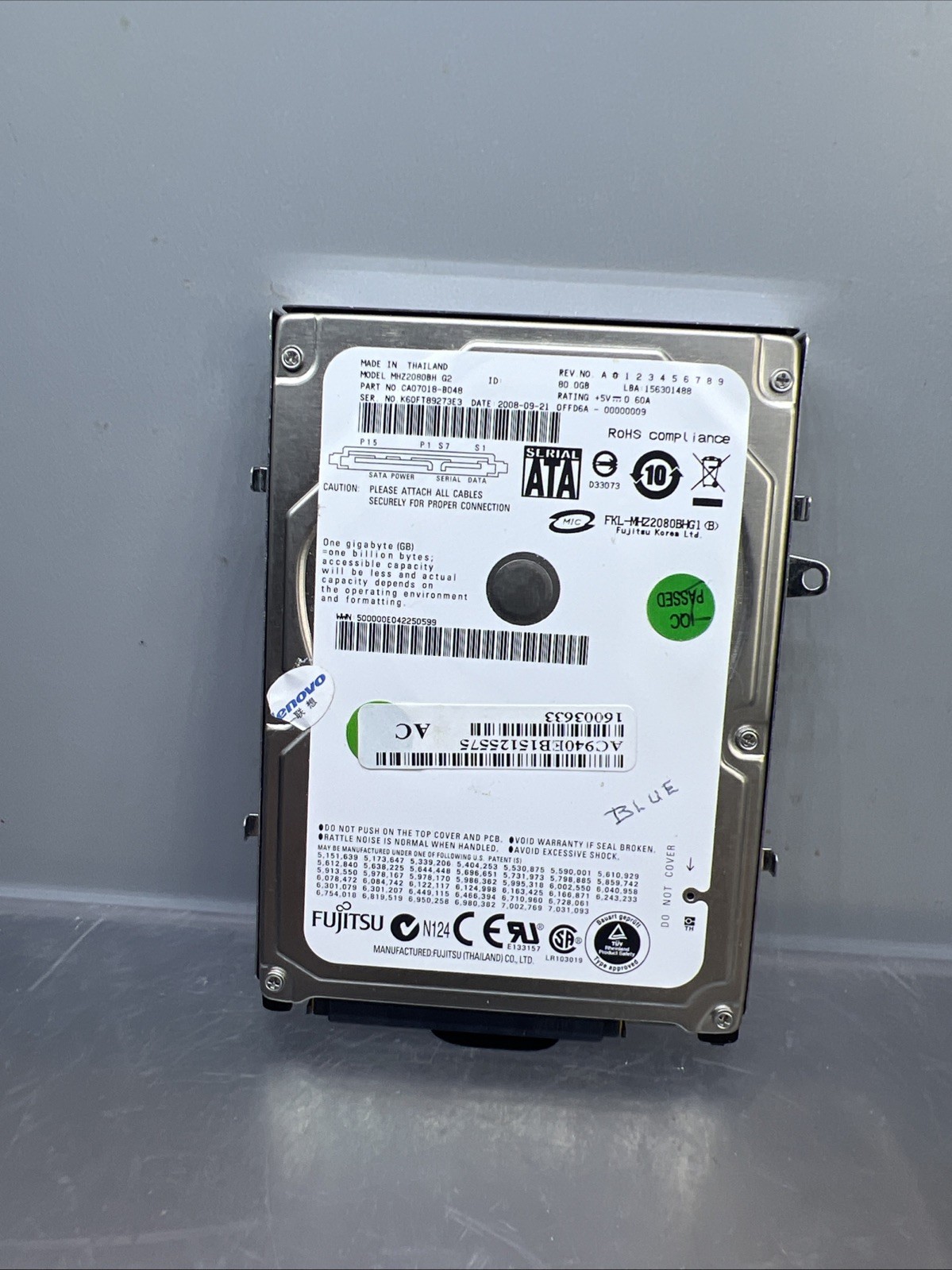 Fujitsu 80GB 2.5-inch SATA 5.4K RPM Internal Laptop HDD MHZ2080BH G2 (PC)