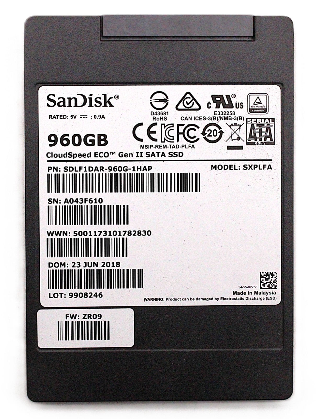 SANDISK CloudSpeed Eco Gen II 960GB 2.5" SATA III MLC Internal SSD SXPLFA Dell
