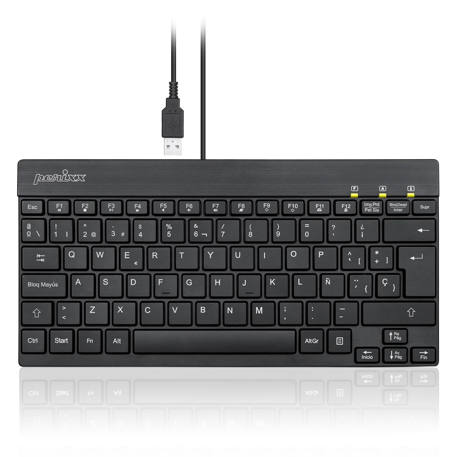 PERIBOARD426ES Mini Teclado Con Cable USB Negro QWERTY Espanol