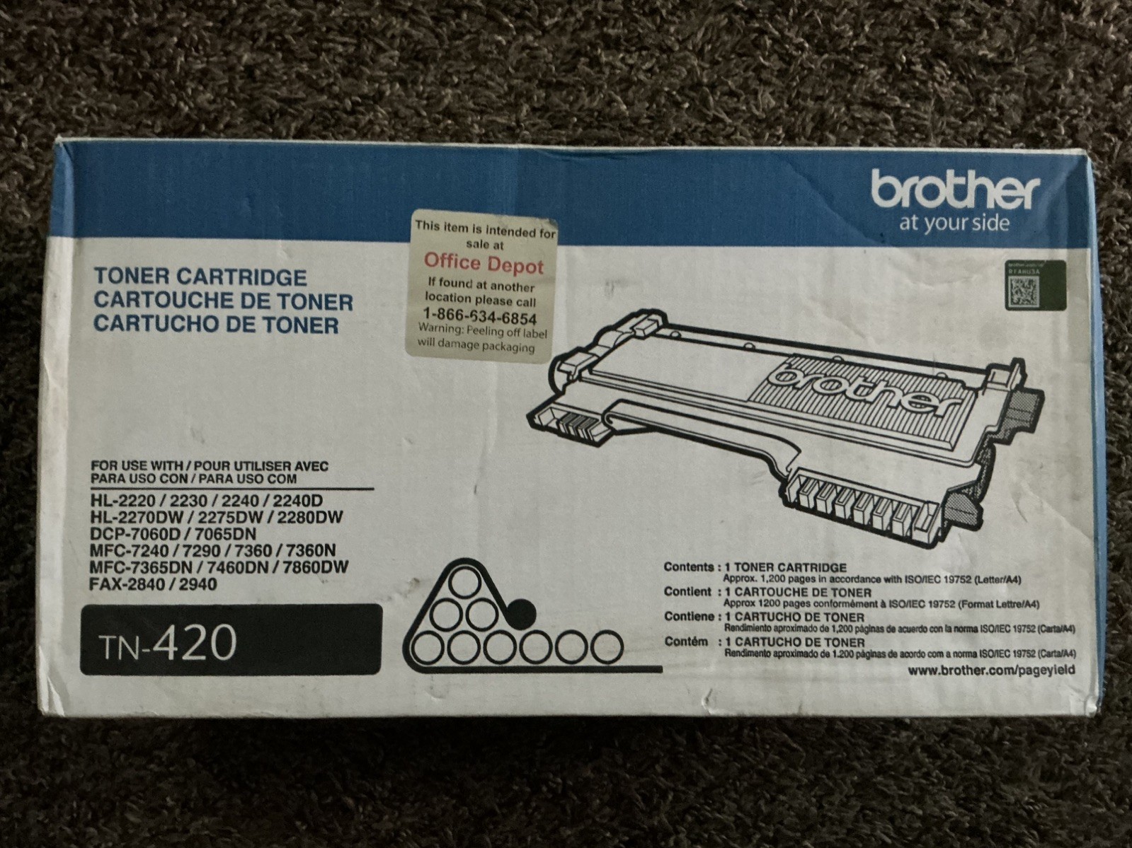 Brother TN-420 Black Toner Cartridge Genuine OEM New Sealed Box