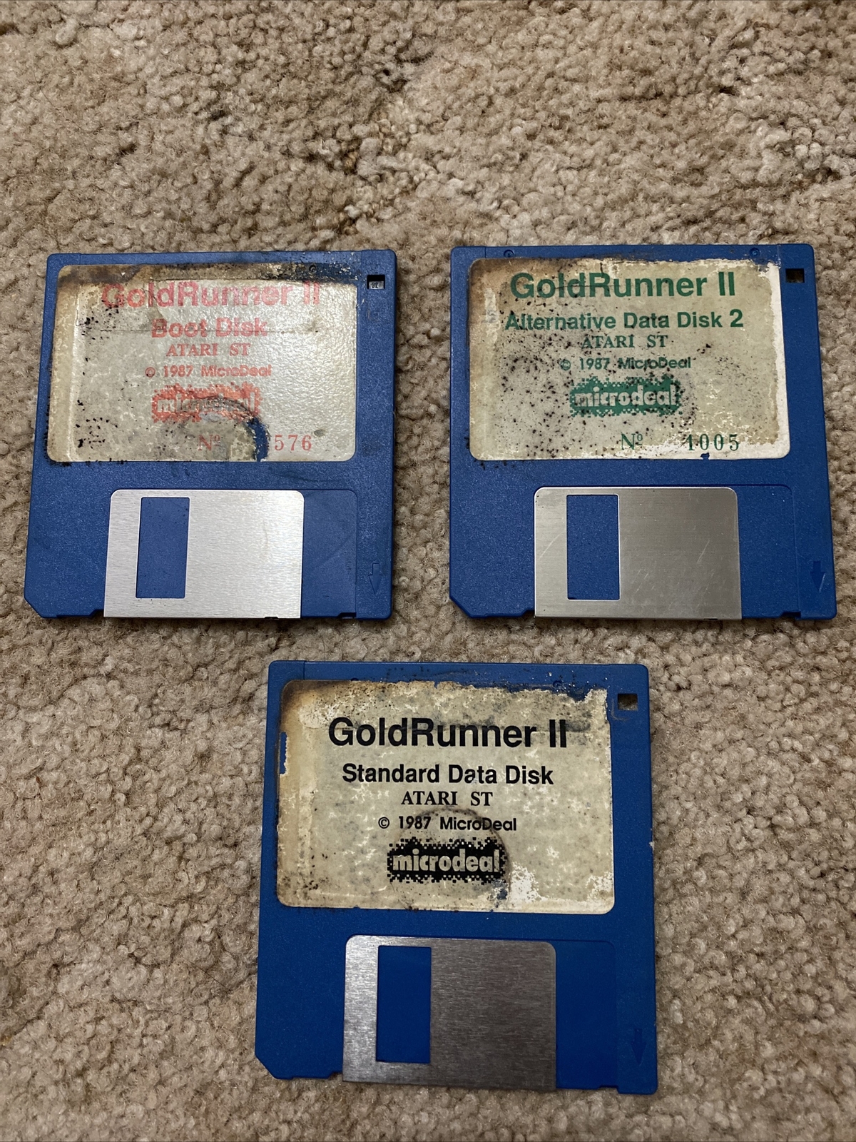 vintage atari st gold runner II 1987 Microdeal floppy disks