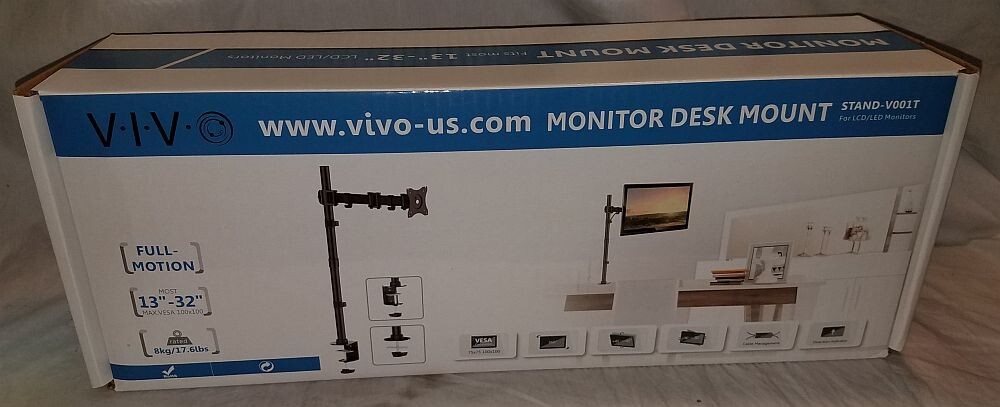 VIVO Single Monitor Desk Mount STAND-V001T For Most 13" to 32" 22lb Capacity NEW