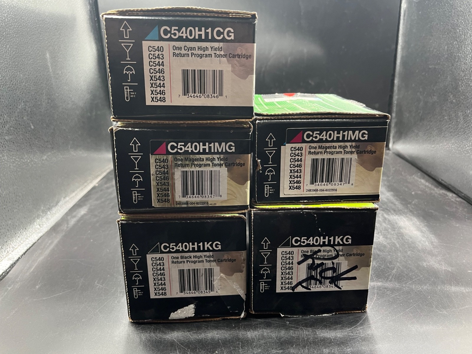 Set Of 5 Lexmark Toners C540H1KG x2 C540H1CG  C540H1MG x2