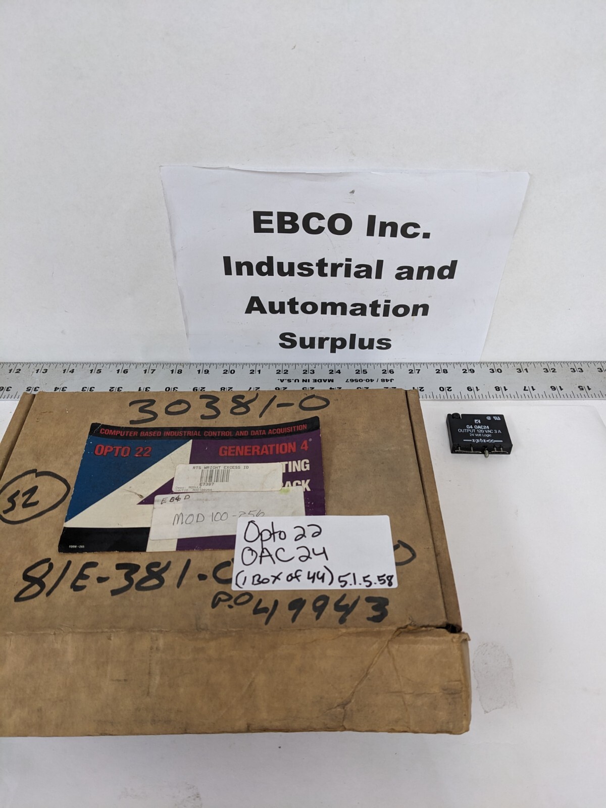 Opto 22 mount OAC24 18-32VDC input, 3A 120V AC Output Relay, BOX OF 44