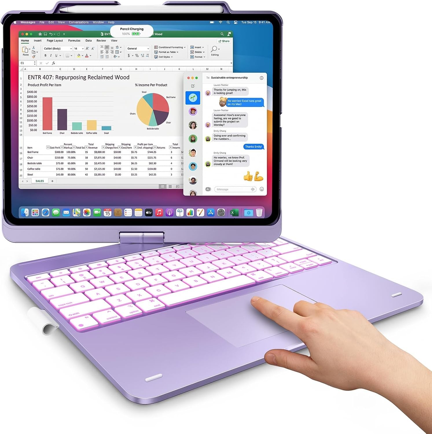 typecase Flexbook Touch iPad Air 13 M4 M3 M2 Keyboard Case Trackpad 360° Backlit