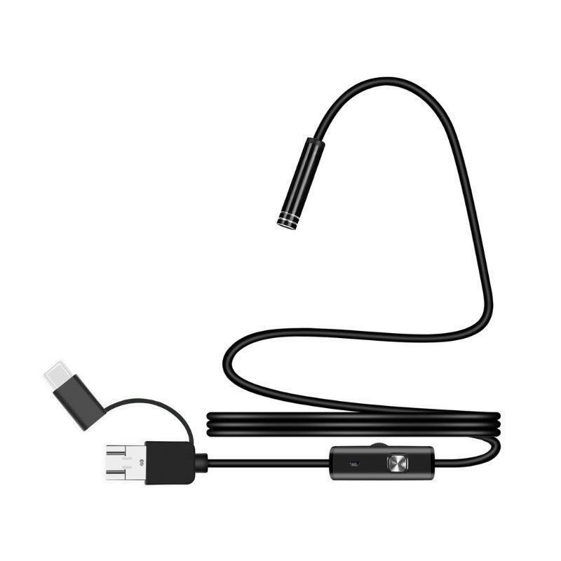 Waterproof 3-in-1 USB Type-C Endoscope 5.5mm 1m Hard Wire Borescope Camera PC