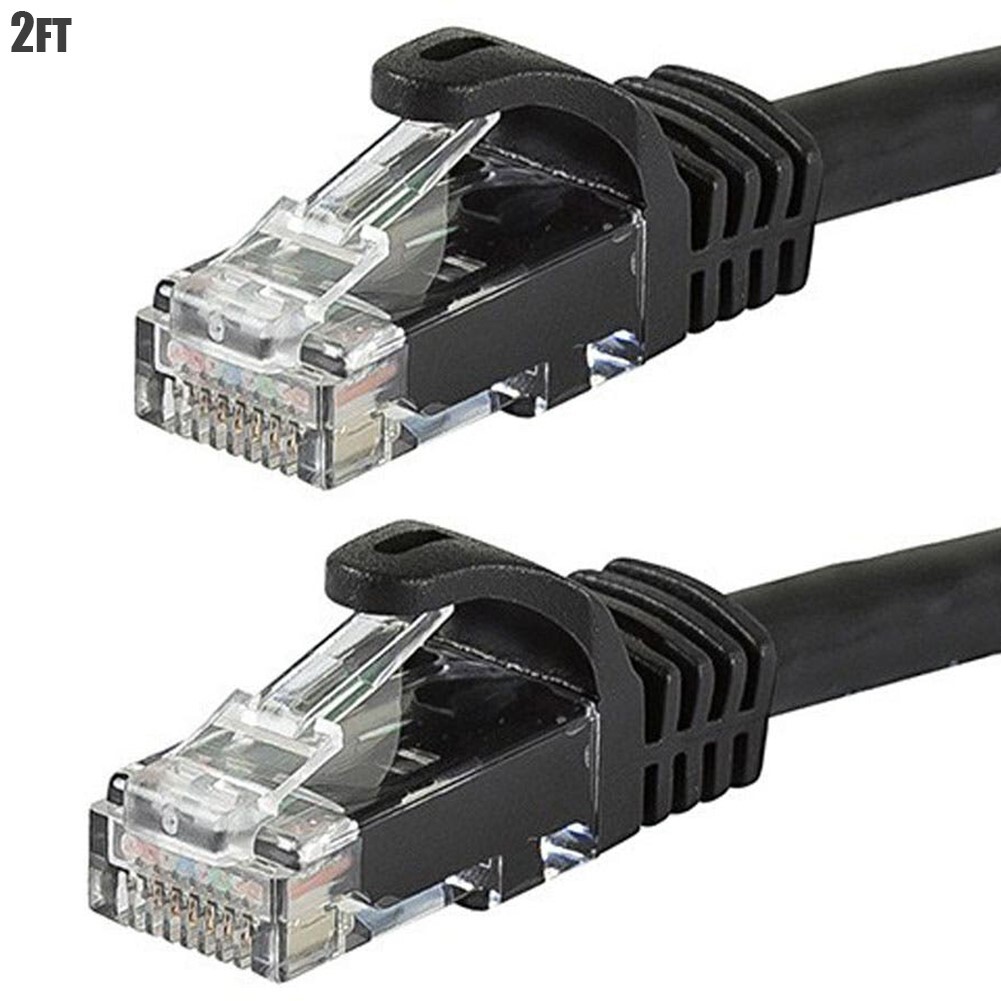 2FT CAT6 RJ45 Ethernet LAN Network Patch Cable UTP Copper Wire 24AWG Black