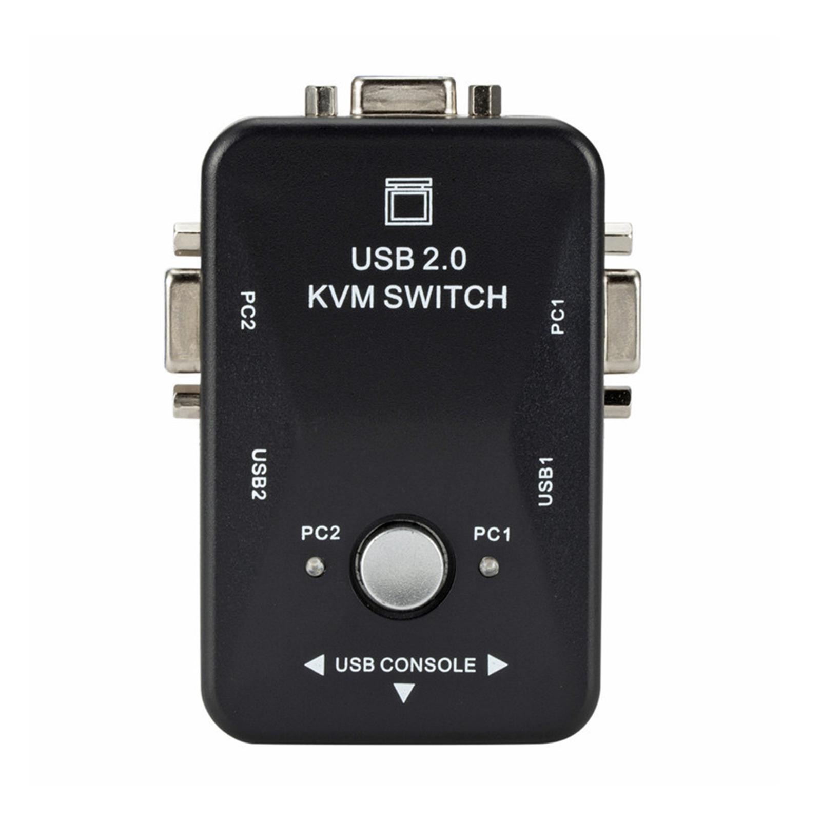 2-Port USB VGA KVM Switch Box For Mouse Keyboard Monitor Sharing 2 Computer PC