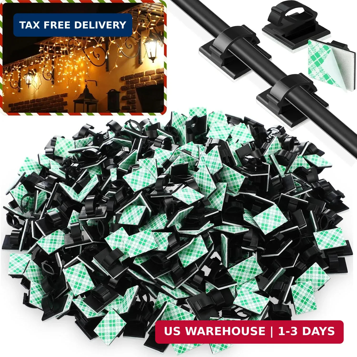 EBOOT 3/4" Adhesive Cable Wire Clips for Desk Wall Car, 100 Pieces