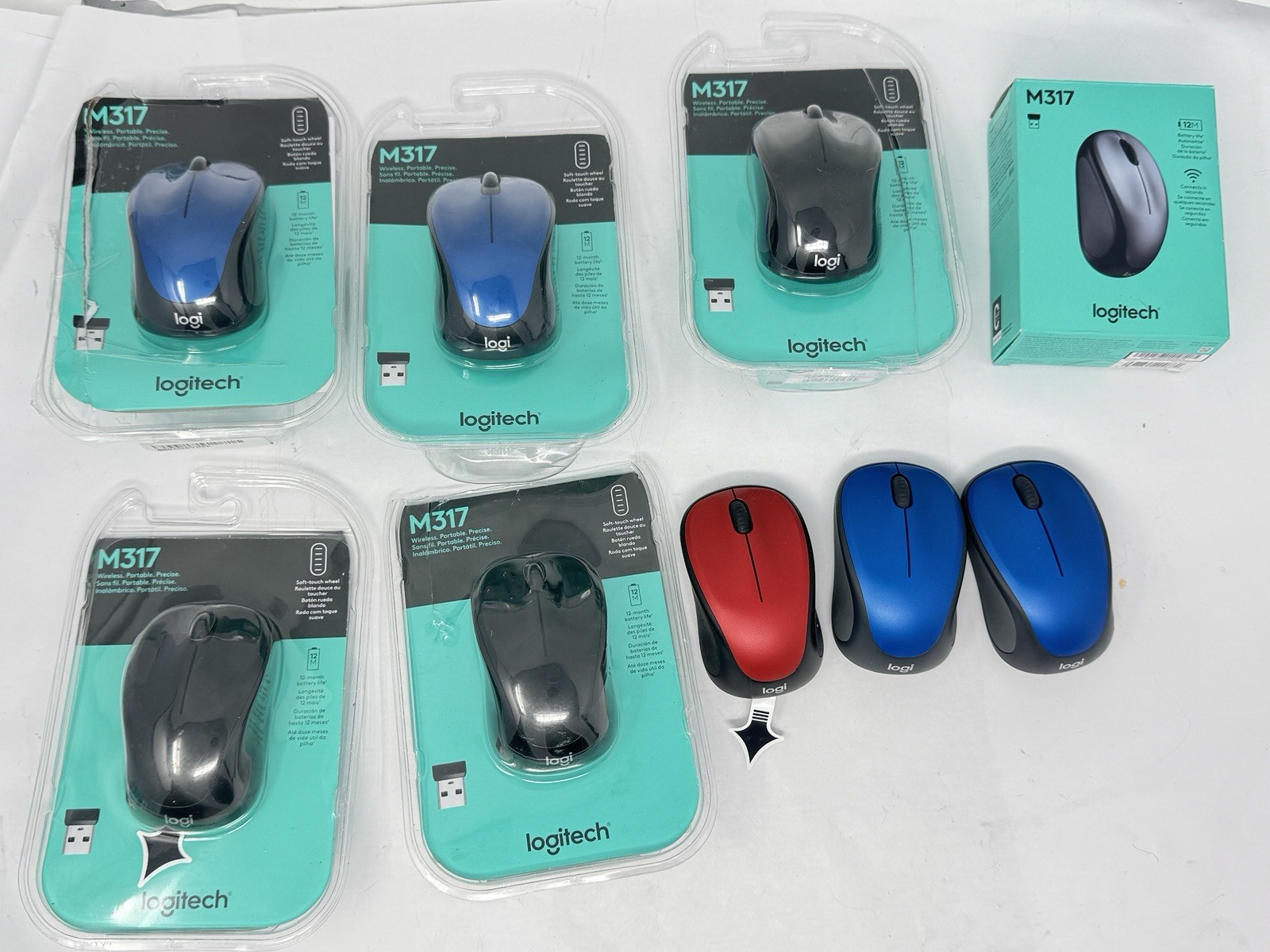 Lot of 9 Logitech M317 Compact Ambidextrous 2.4 GHz Wireless Mouse (9X)
