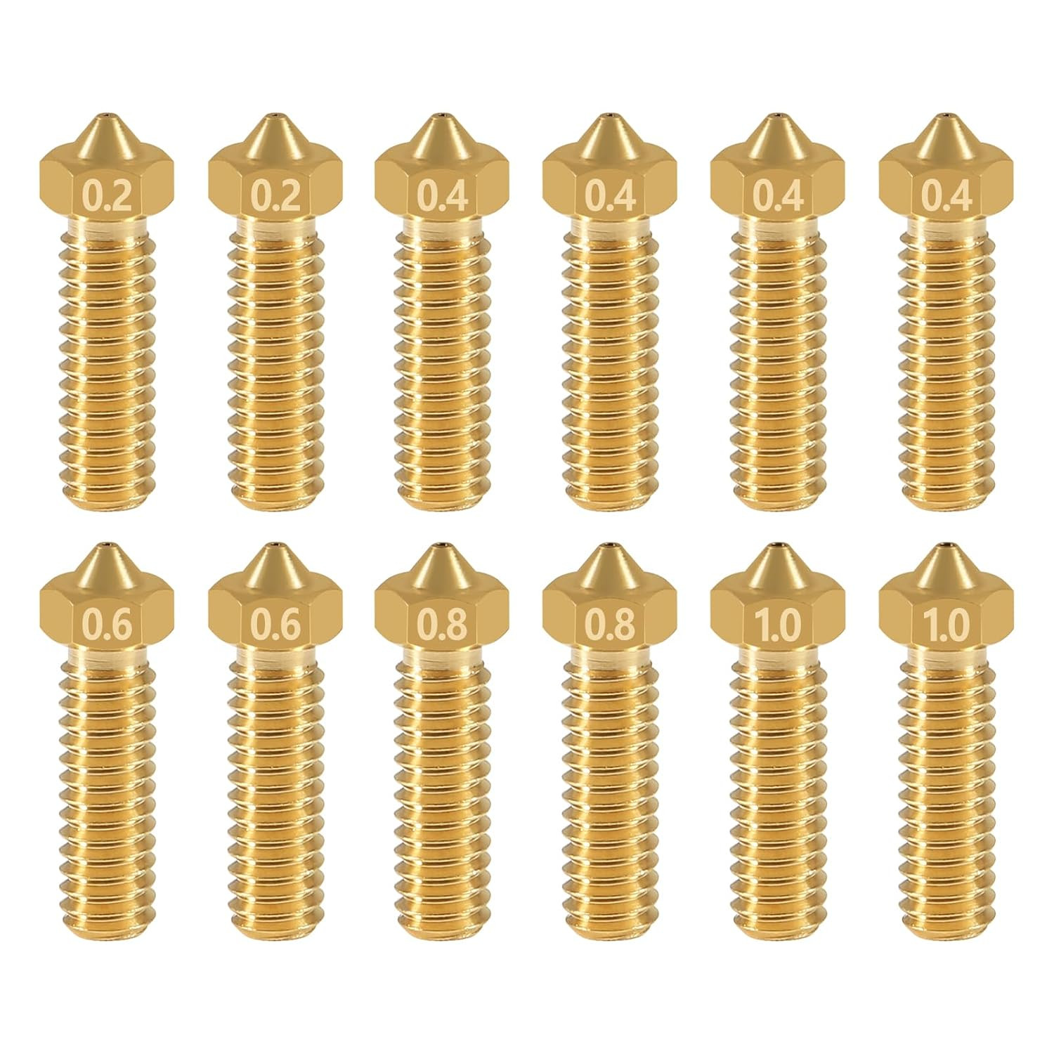 3D Printer Brass Nozzle for Volcano Nozzle, 12 Pcs Brass Nozzles Kit