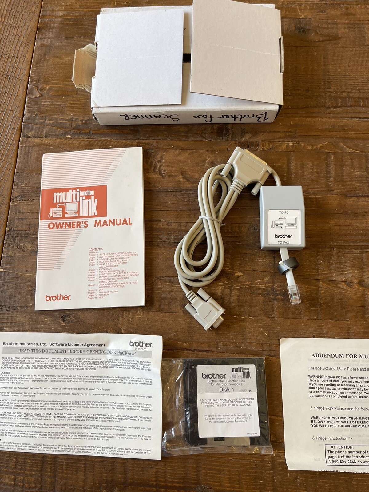 Vintage 1996 Brother PC-To-Fax Model PCI-1 Adapter Manual Software NEW