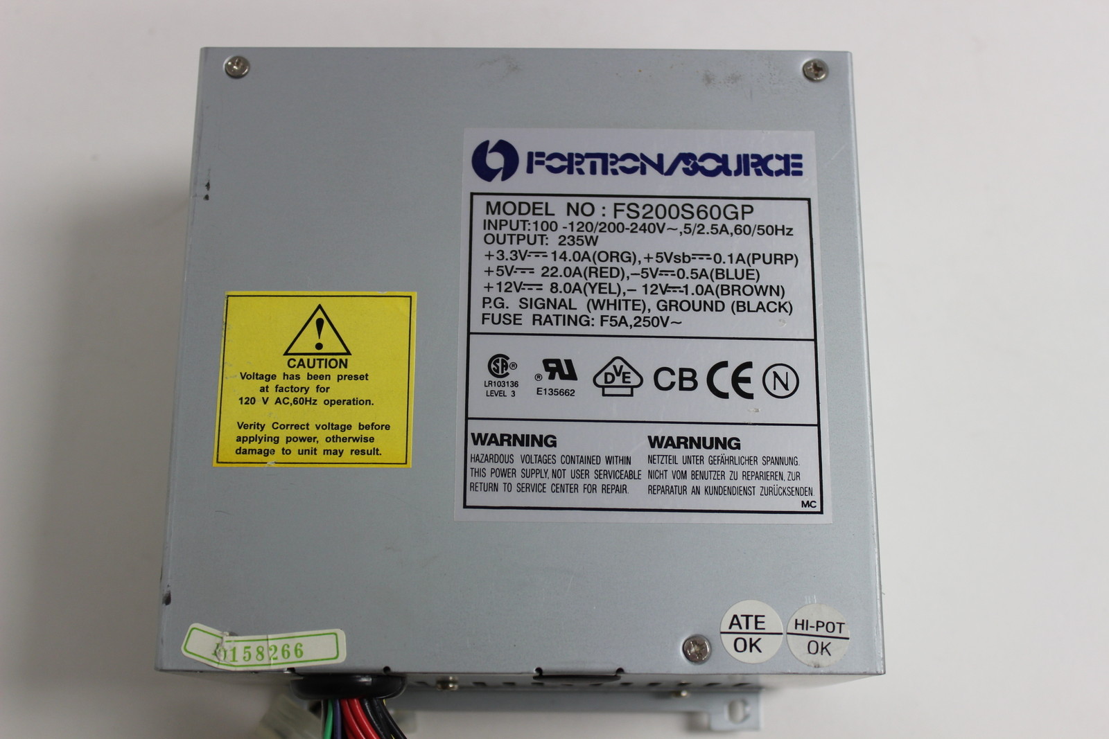 FORTRON/SOURCE FS200S60GP 235 WATT SWITCHING POWER SUPPLY WITH WARRANTY