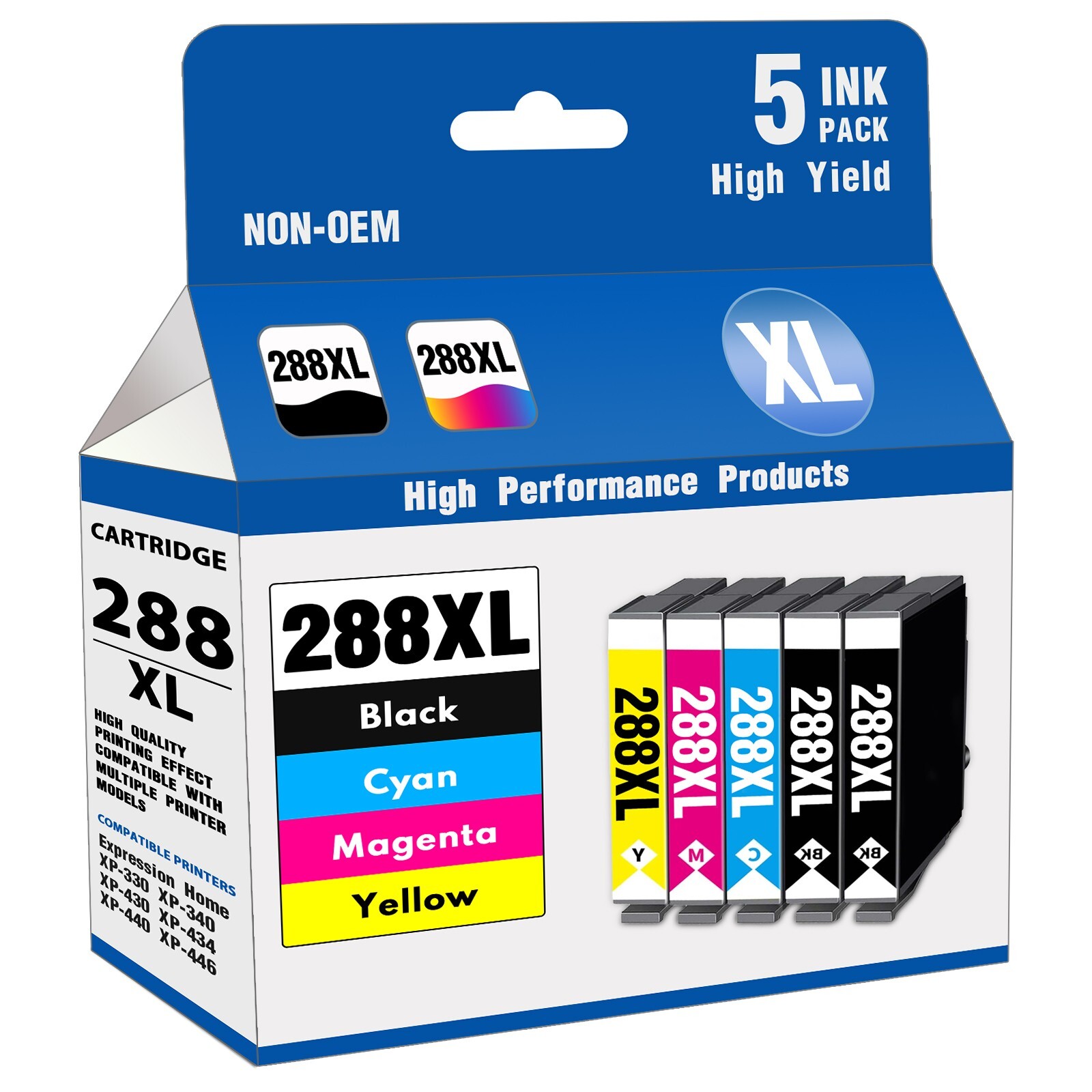 288XL Ink Cartridge Combo for Epson XP-440 XP-446 XP-430 XP-434 Printers(5-Pack)