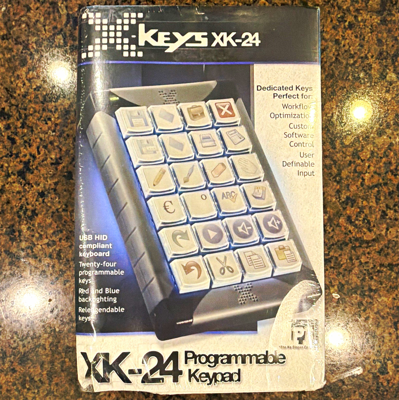 X-keys XK-24 Programmable Backlit 24-Key USB Wired Keypad, Black QWERTY