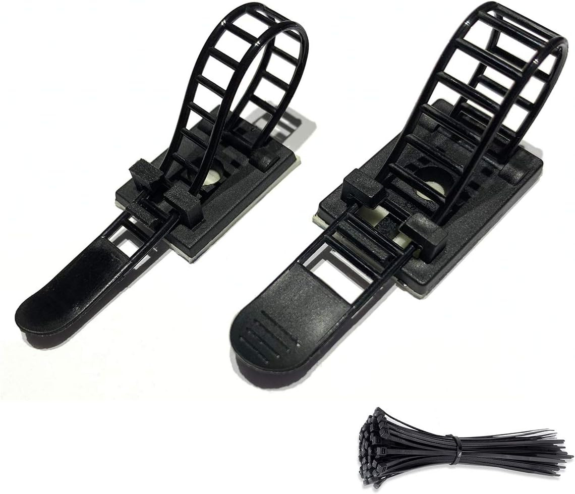 50Pcs 2 Sizes Adjustable Adhesive Cable Ties Cable Clips Wire Strap Cord Clamp