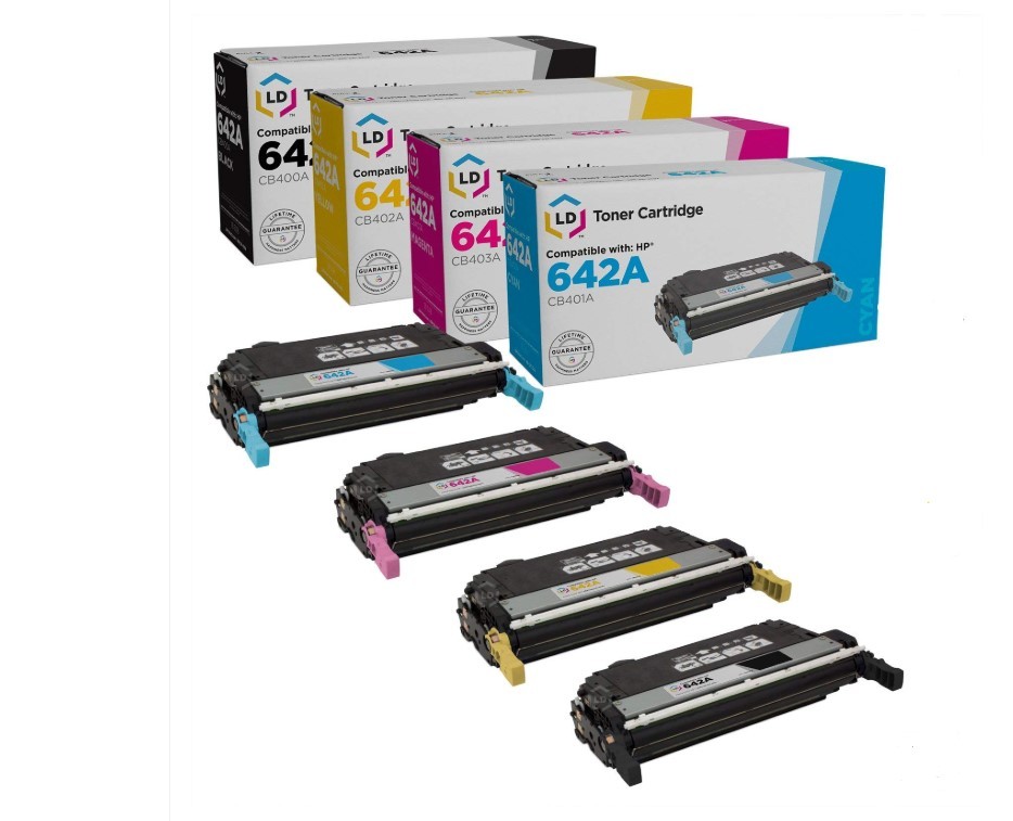 LD 4 Pack Replacement Toner HP LaserJet CP4005: CB400A CB401A CB403A CB402