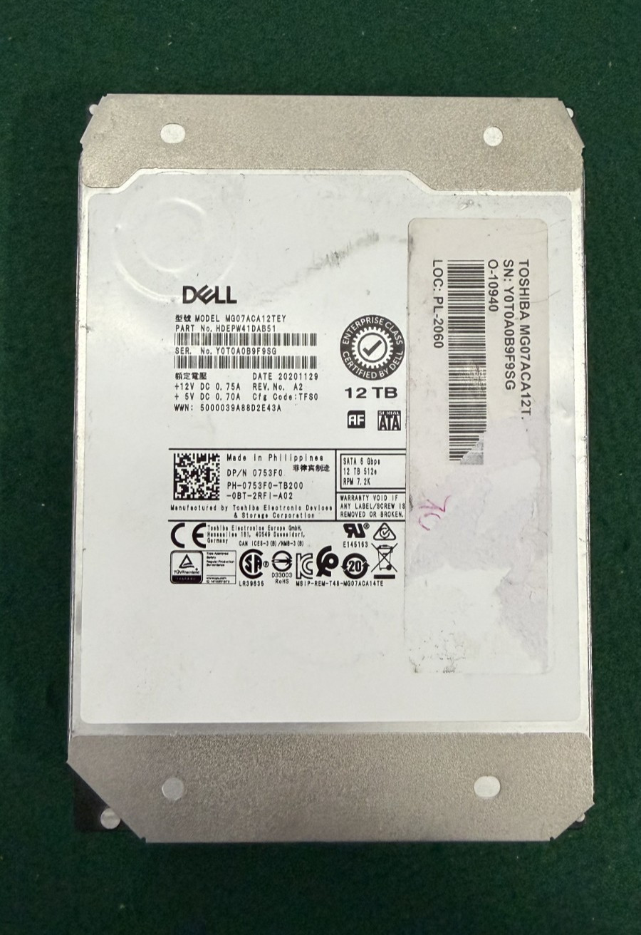 DELL TOSHIBA 12TB 7.2K SATA 3.5'' 6Gbs HDD MG07ACA12TEY