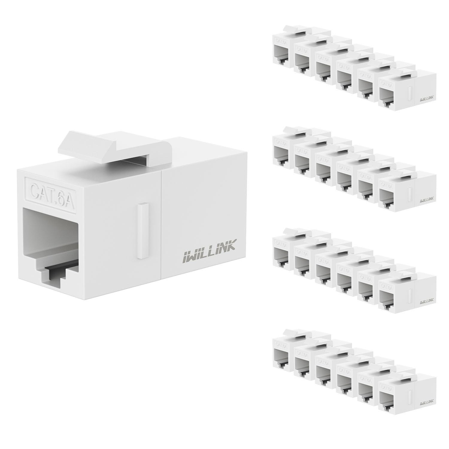 RJ45 Cat6A Keystone Coupler 25-Pack, Female to Female Cat6a Keystone Jack, UT...