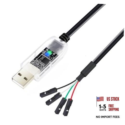 DTECH USB to TTL Serial Adapter Cable 3.3V 4 Pin LED Indicators Prolific 3ft