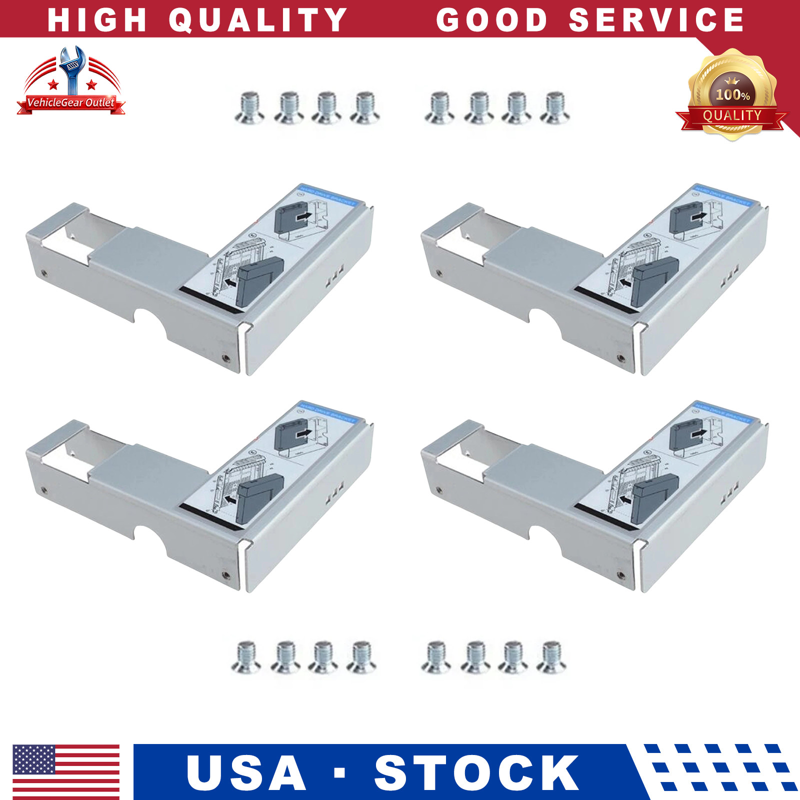 4x SSD Caddy Adapter for Dell R710 R720 F238F 9W8C4 3.5" to 2.5" SAS SATA