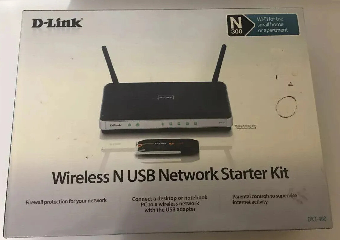 Wireless N 300 Router Bundle D-Link DIR-615 USB Network Starter Kit