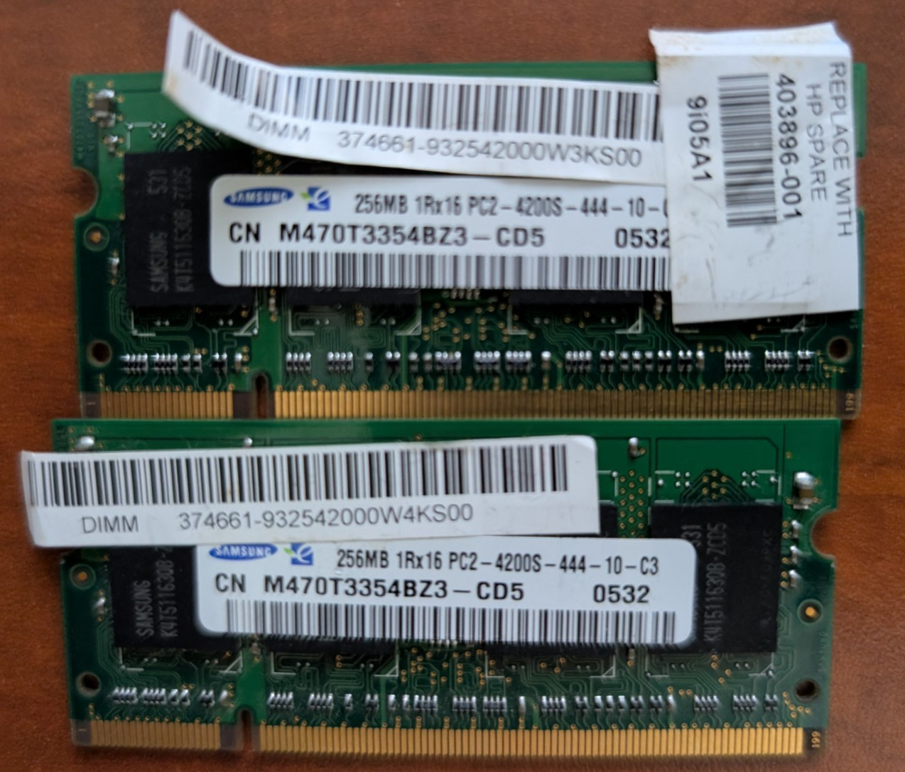 2 SAMSUNG 256MB 1Rx16 PC2-3200S LAPTOP RAM Memory M470T3354BZ3 CD5