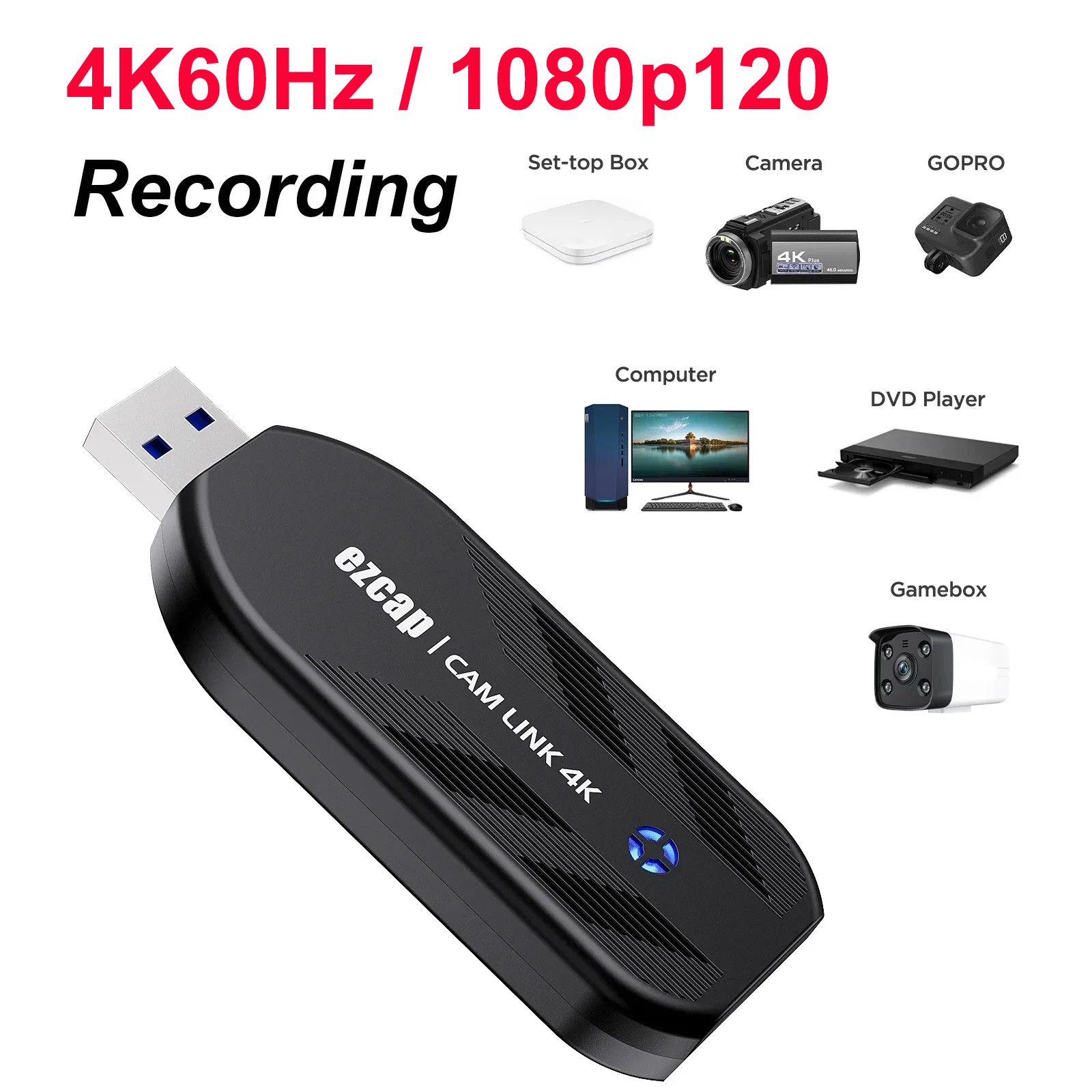 Ezcap331 4K60 USB 3.0 HDMI Video Capture Card Live Streaming Record 1080p@120fps