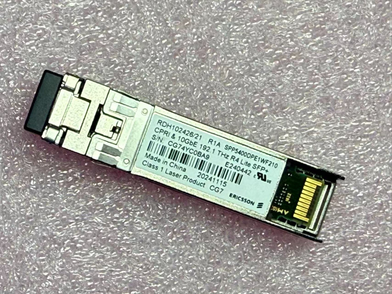 Ericsson RDH102426/21 SFP+ 10G DWDM  192.1 THz R4 CPRI R4 Lite Telecom