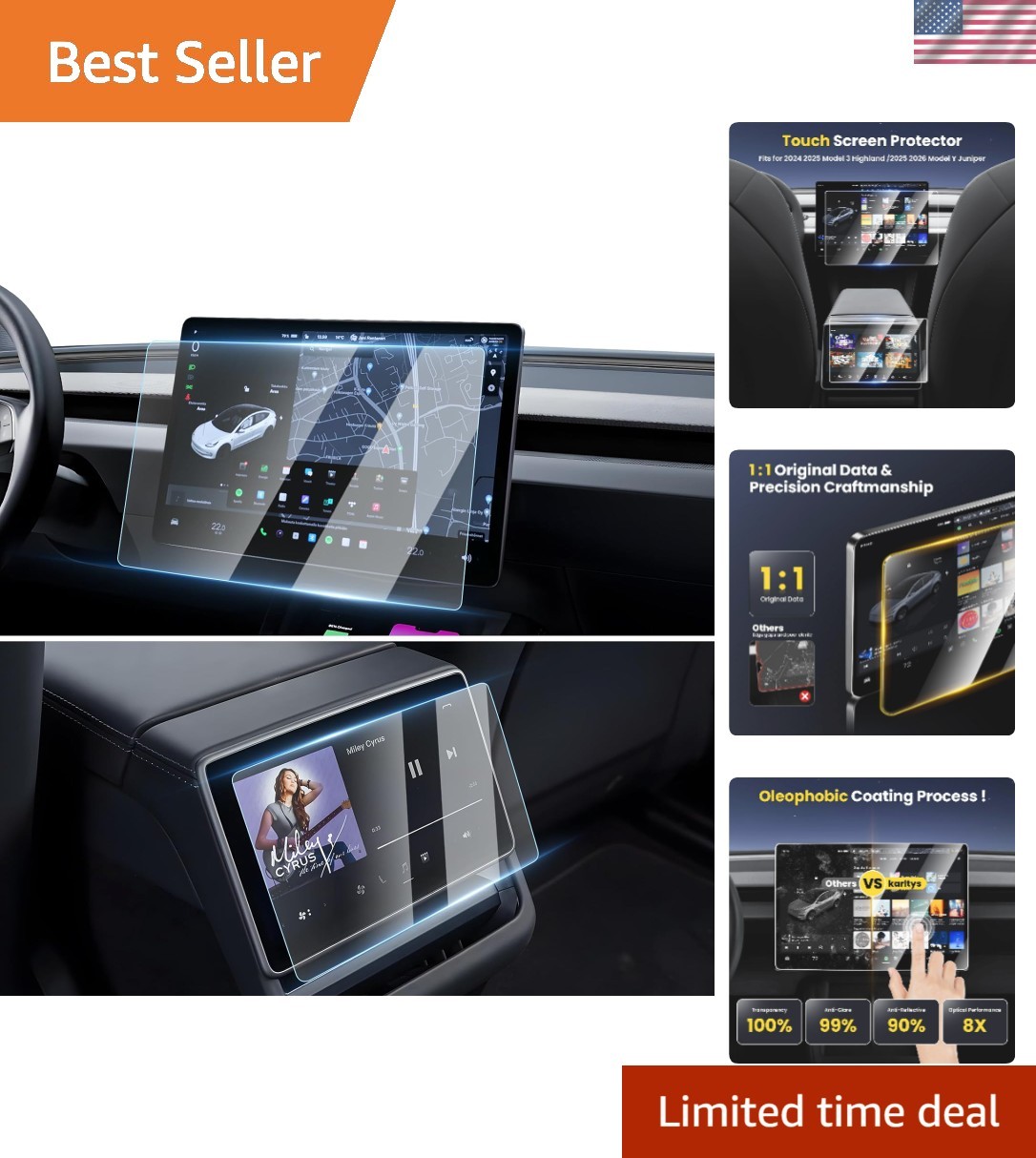 Upgrade] 2 Pack Screen Protector for Tesla Model Y Juniper 2025 Not for / Per...