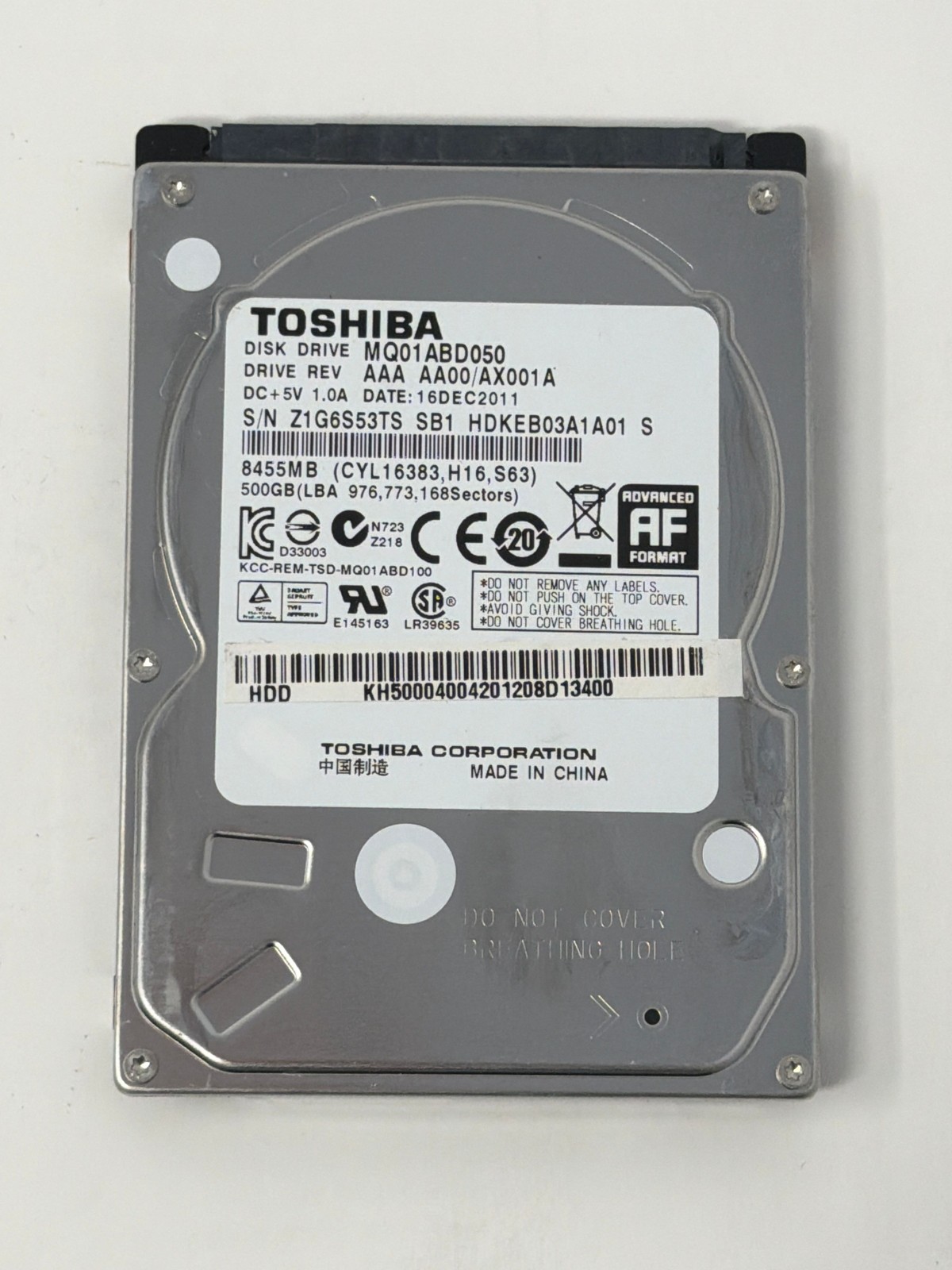 Toshiba MQ01ABD050 500GB SATA Grade B