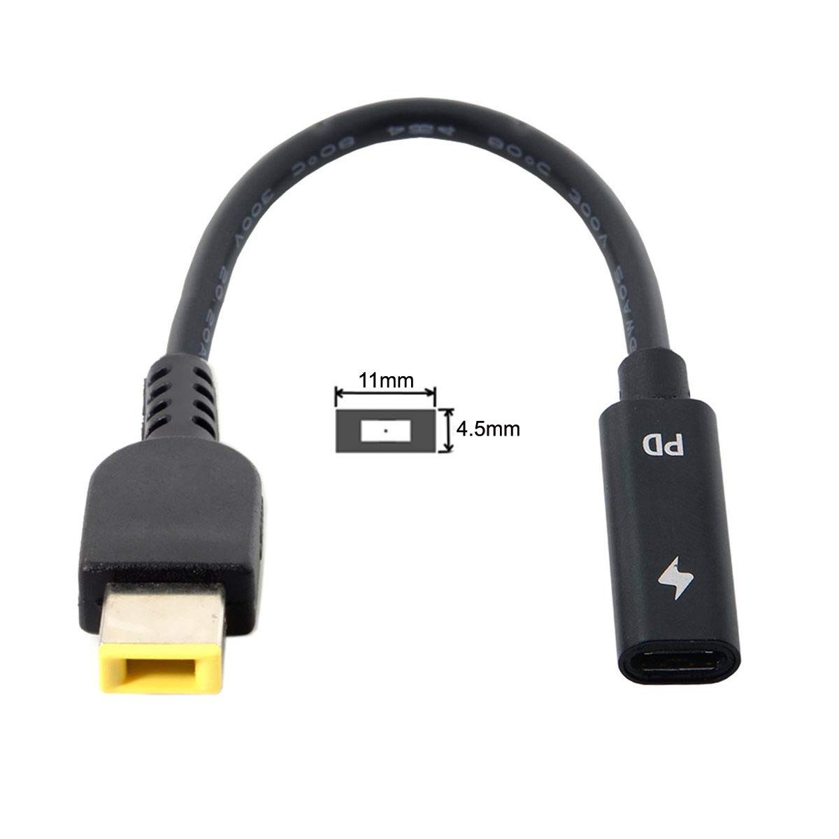 cablecc Type C USB-C to Rectangle 11.0x4.5mm Power Plug Black Retangle Jack 