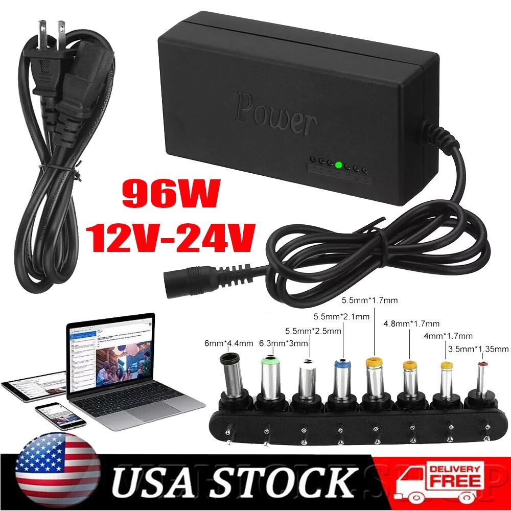 Universal Laptop Charger Adapter For Notebook 12-24V Adjustable 96W Power Supply
